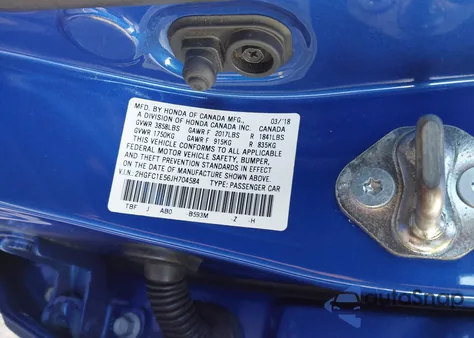2018 Honda Civic Si from USA, damaged, VIN 2HGFC1E56JH704584